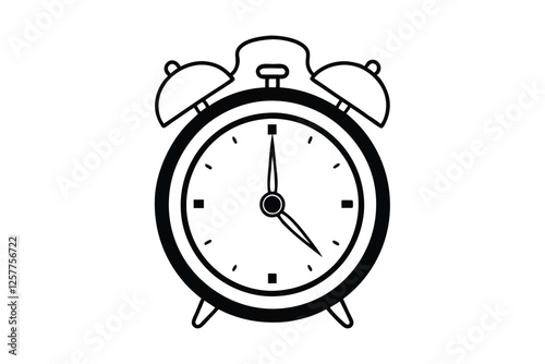 Line art vector illustration of a classic alarm clock