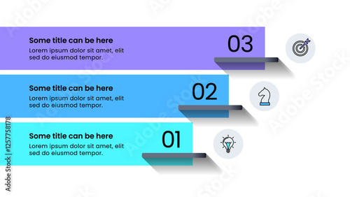 Infographic template. 3 stairs with numbers and icons
