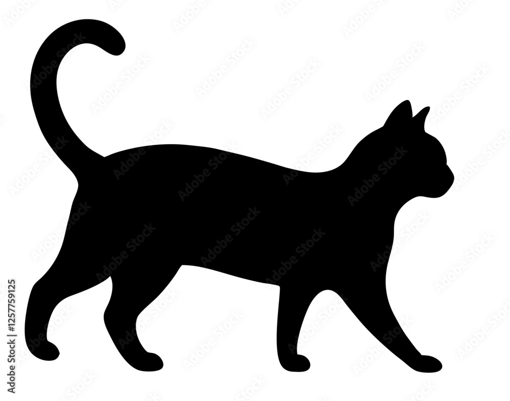 black cat silhouette vector, Simple silhouette Design vector icon with white background. Pet Animal vector black cat silhouette vector, Simple silhouette Design vector icon with white background. Pet Animal vector