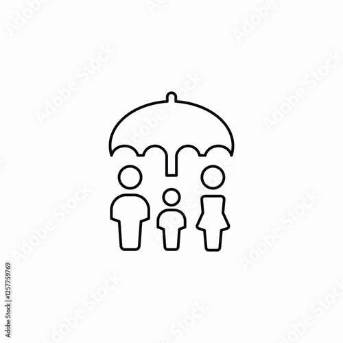 Family insurance protection umbrella icon vector sign