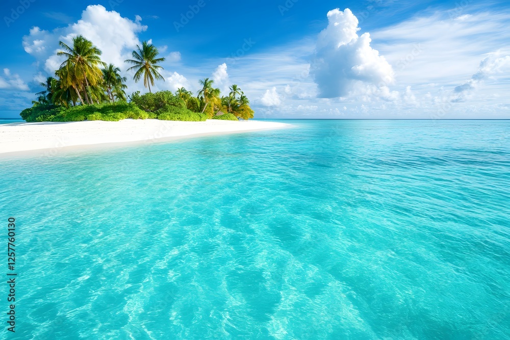 Fototapeta premium Tropical Island Paradise with Turquoise Water and White Sand Beach