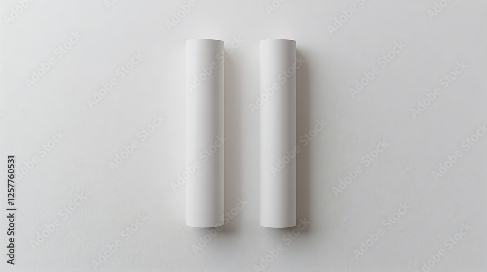 Two white chalk sticks lay neatly on a bright background. AI Generated Two white chalk sticks lay neatly on a bright background. AI Generated