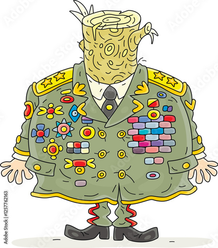 Fat general in a parade arm...