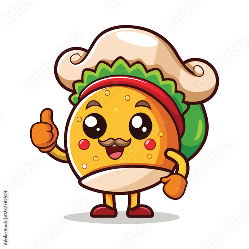 Cute cartoon burger chef giving thumbs up