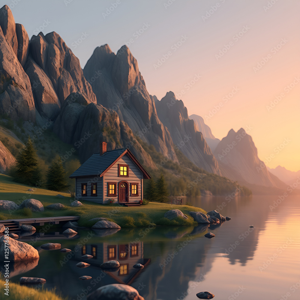 Fototapeta premium house on the lake