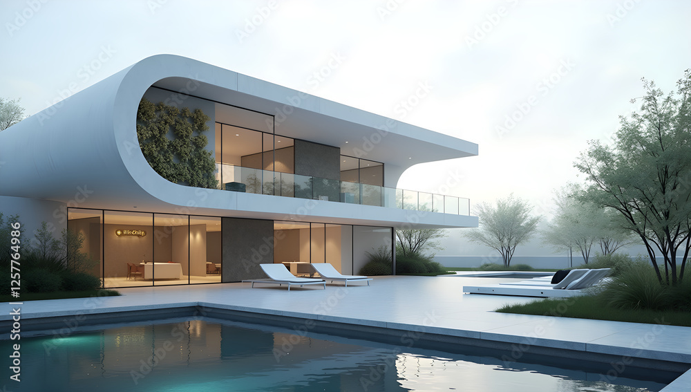 Fototapeta premium Modern Tranquility: Elegance in a Futuristic Setting