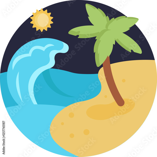 Represents the island's ocean waves, perfect for surfing and relaxation.