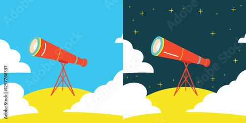 a simple telescope for design element in day and night background