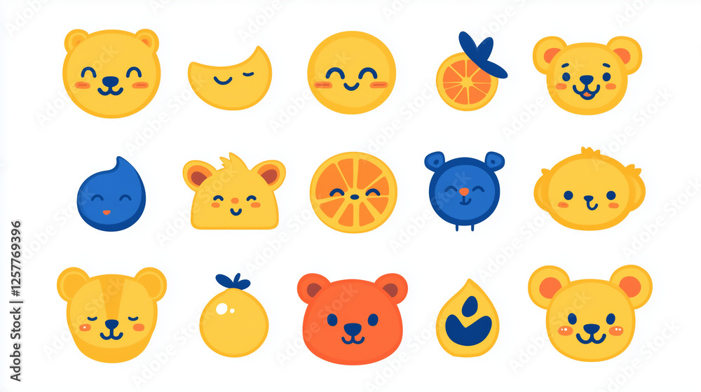 Fototapeta premium Playful hand-drawn illustrations with adorable and expressive characters and colors