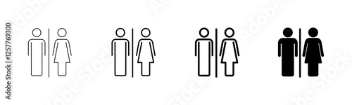 Toilet icon vector isolated on white background. Toilet sign. Man and woman restroom icon vector. Male and female icon