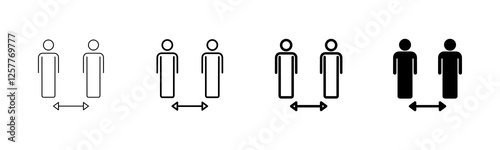 Social distancing icon vector isolated on white background. Keep distance sign. Coronavirus. Social Distancing and Self Quarantine.