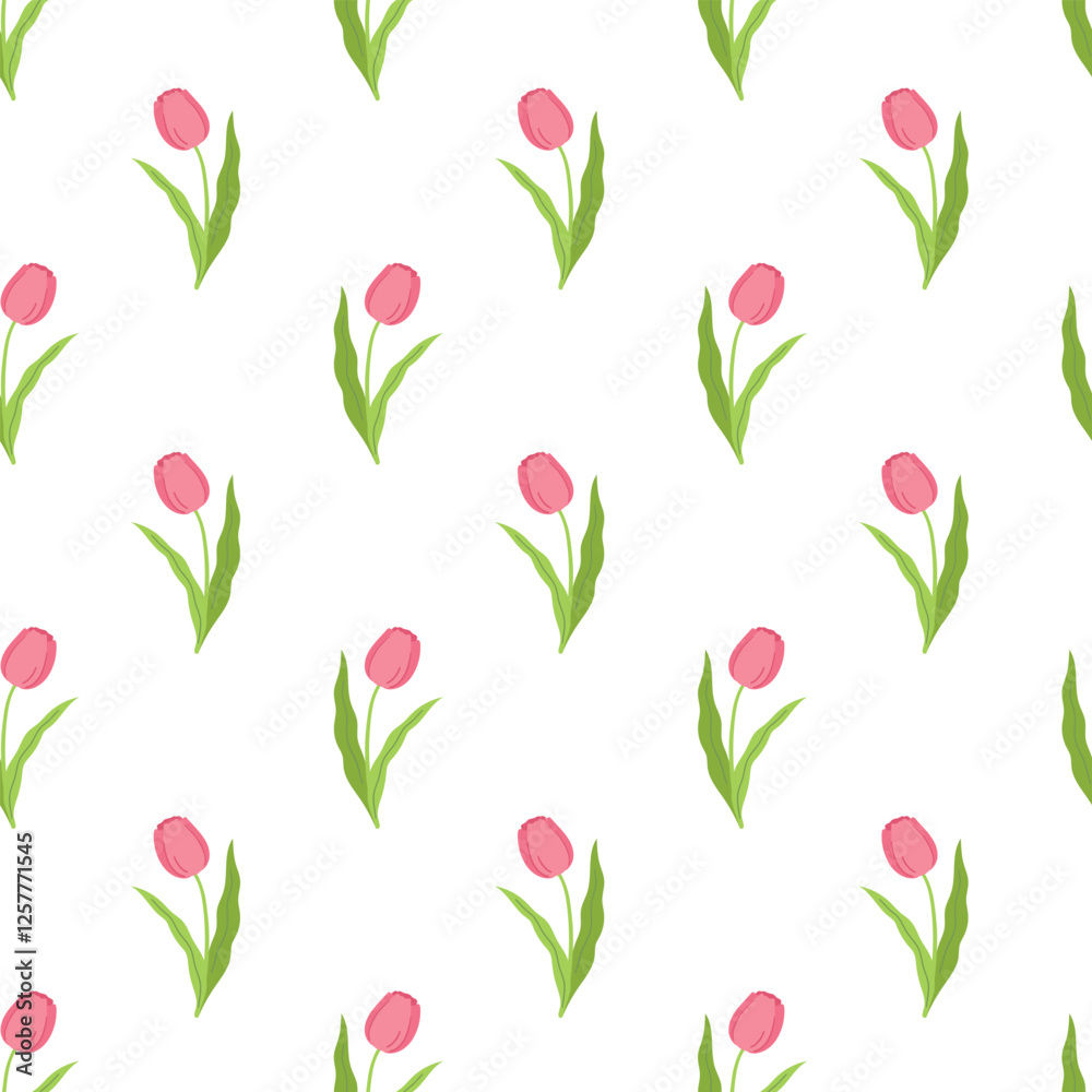 tulip. Vector seamless pattern on spring and easter theme. Cute flat illustration for textile and wrapping paper tulip. Vector seamless pattern on spring and easter theme. Cute flat illustration for textile and wrapping paper