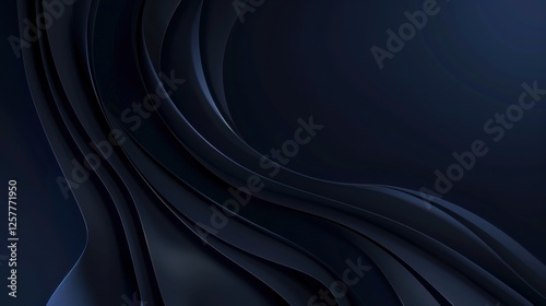 Dark Blue Background with Swirling Patterns, Banner Template with White Space for Text. Abstract Minimalist Wallpaper with Copy Space on Blue Background. Geometric Modern Wallpaper.