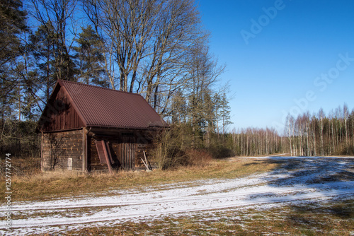 Obraz na płótnie Łagodna i sucha zima w Puszczy Knyszyńskiej, Podlasie, Polska w salonie