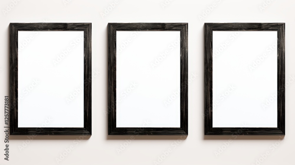 Isolated Dark Wooden Frames on a Neutral Wall Displaying Empty Space for Custom Artwork or Photography Isolated Dark Wooden Frames on a Neutral Wall Displaying Empty Space for Custom Artwork or Photography