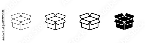 Box icon vector isolated on white background. Cardboard box, packaging open. Box vector icon