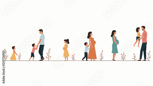A heartwarming illustration of couples and families expressing love, unity, and togetherness in a joyful setting.