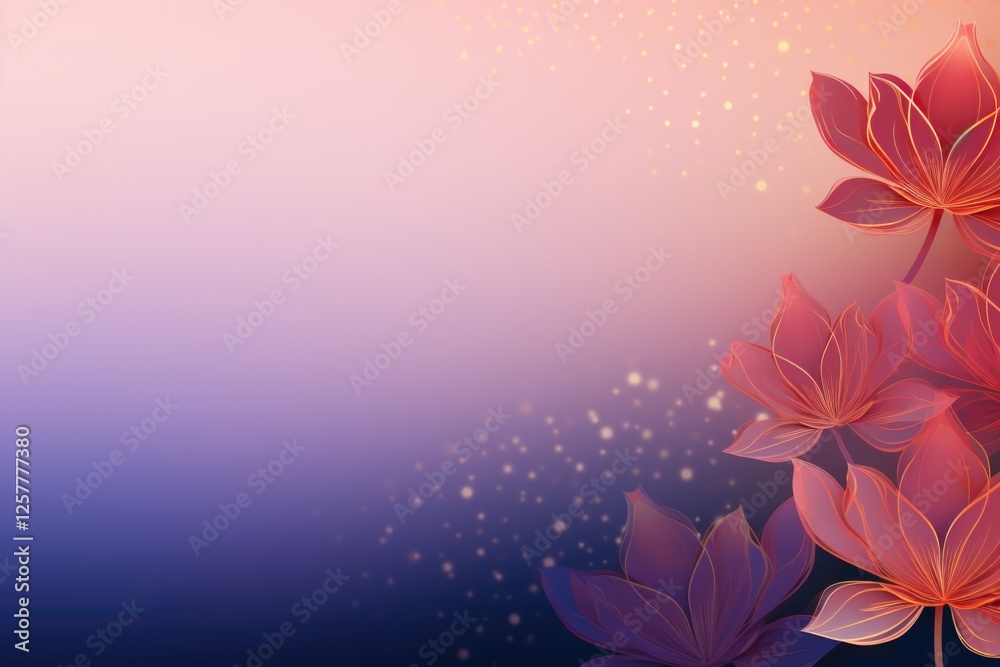 Obraz premium Pink Flower Border Gradient Background