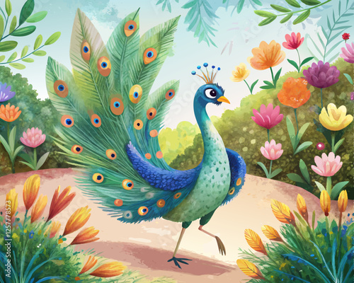 peacock with feathers