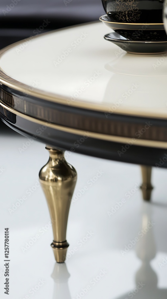 Obraz premium A table with a vase and a plate on it