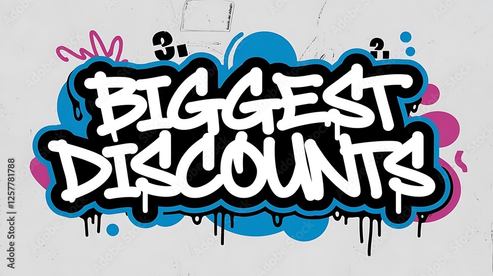 Fototapeta premium Biggest Discounts Graffiti Style Advertisement