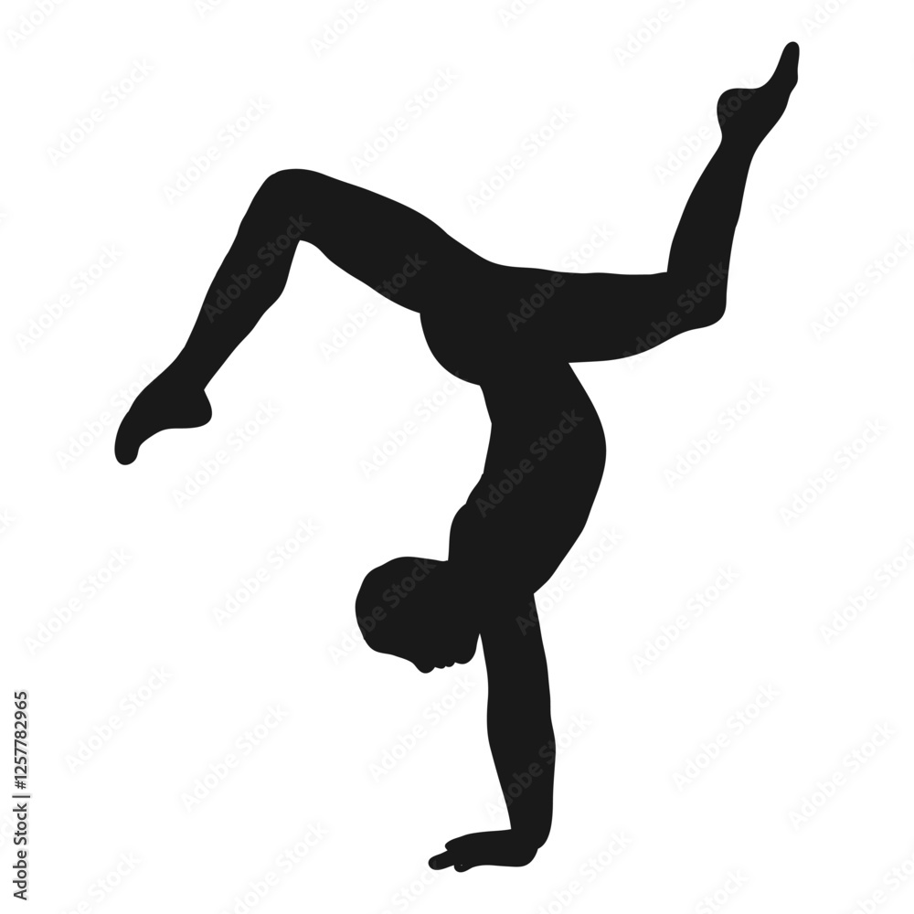 Yoga. Man. The silhouette of a man. Handstand. To enhance male strength Yoga. Man. The silhouette of a man. Handstand. To enhance male strength