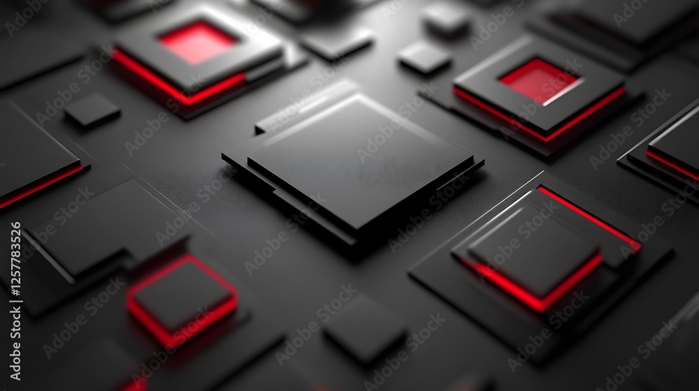 Abstract Black And Red Geometric Square Pattern Abstract Black And Red Geometric Square Pattern
