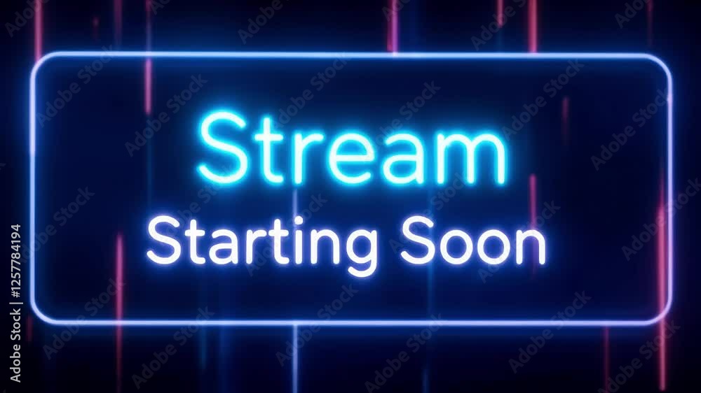 Neon Blue Stream Starting Soon Announcement