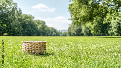 Picnic Basket in Park, Summer Day, Outdoor Recreation photo