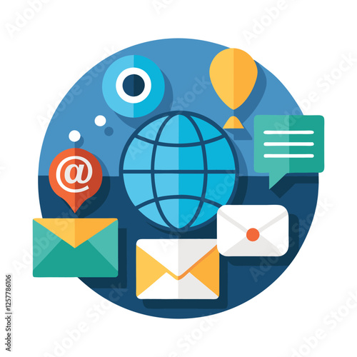 Global communication network digital marketing concept
