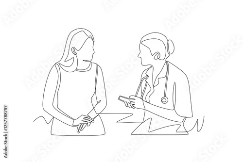 Health consultations concept one-line drawing