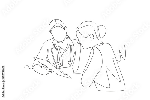 Health consultations concept one-line drawing