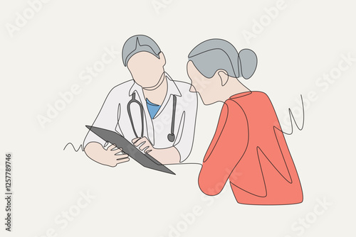 Colored health consultations concept one-line drawing