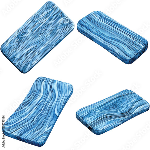 Wooden plank watercolor hand drawn set collection