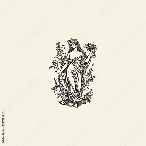 Aphrodite Goddess of love greek mythology design vector template logo t-shirt illustration