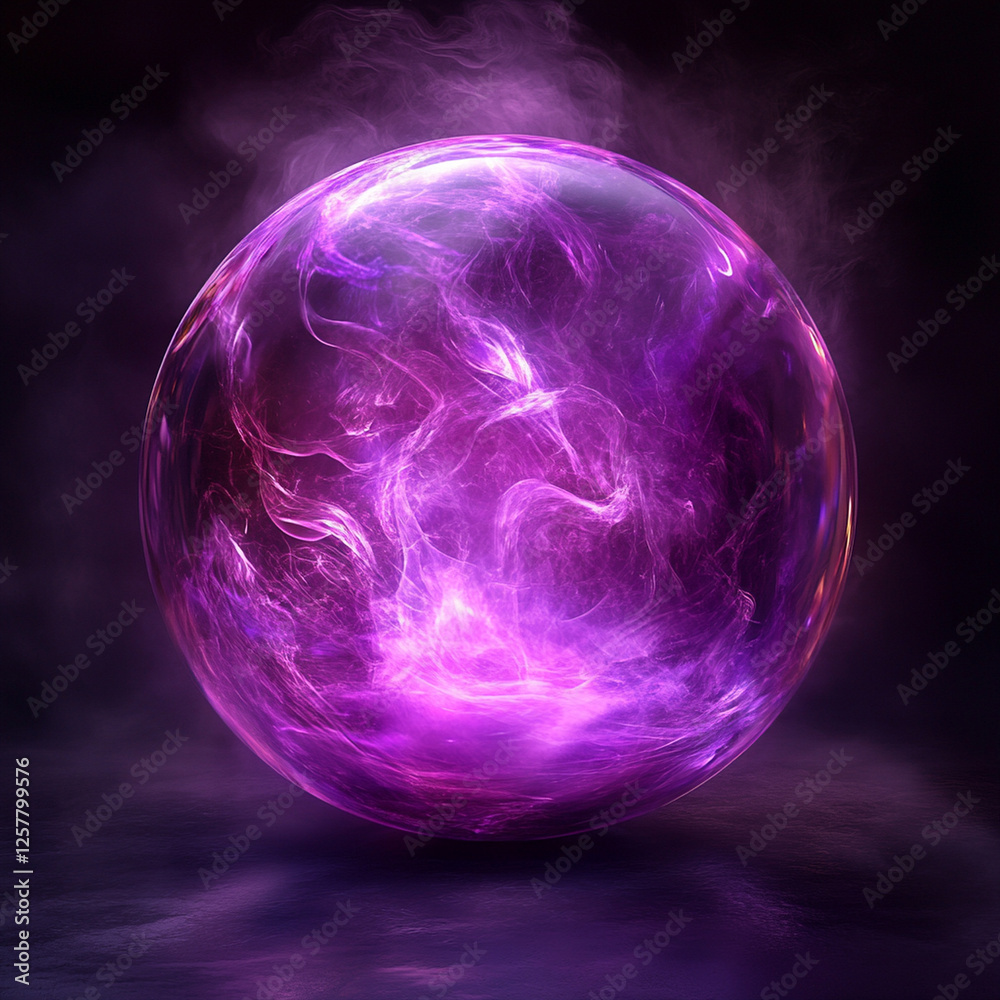 creates a mysterious glowing purple orb surrounded by wisps of smoke in a dark, ethereal environment. Generative AI creates a mysterious glowing purple orb surrounded by wisps of smoke in a dark, ethereal environment. Generative AI