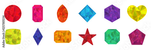 set of color diamond shapes. Vector jewels