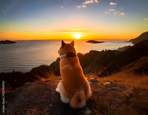 夕日の輝きと犬の温かさ photo