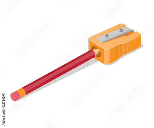 Pencil and sharpener back to school concepts stock illustration.