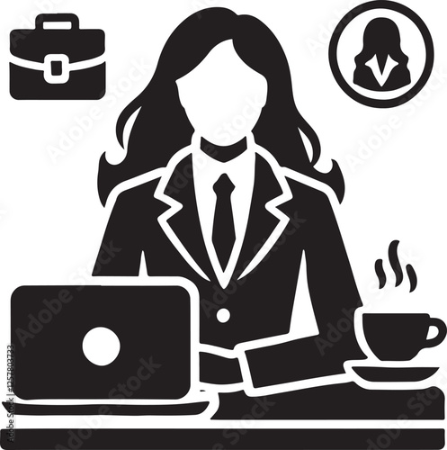 Business Woman Silhouette Vector Art Design