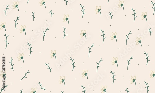 Hand drawn daisy botanical flowers background illustration