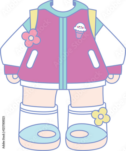 "Earphone Avatar Outfit Illustration Without Head"