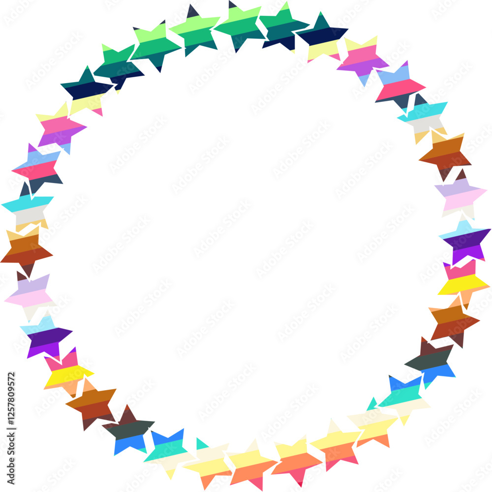 Round frame of many colorful stars festive design Round frame of many colorful stars festive design