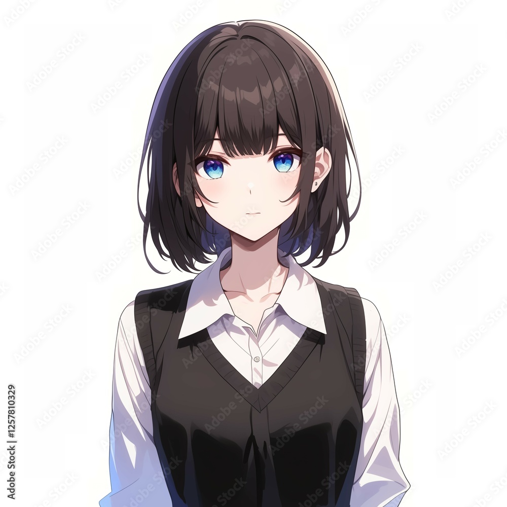 アニメ調の美少女の切り抜き用素材