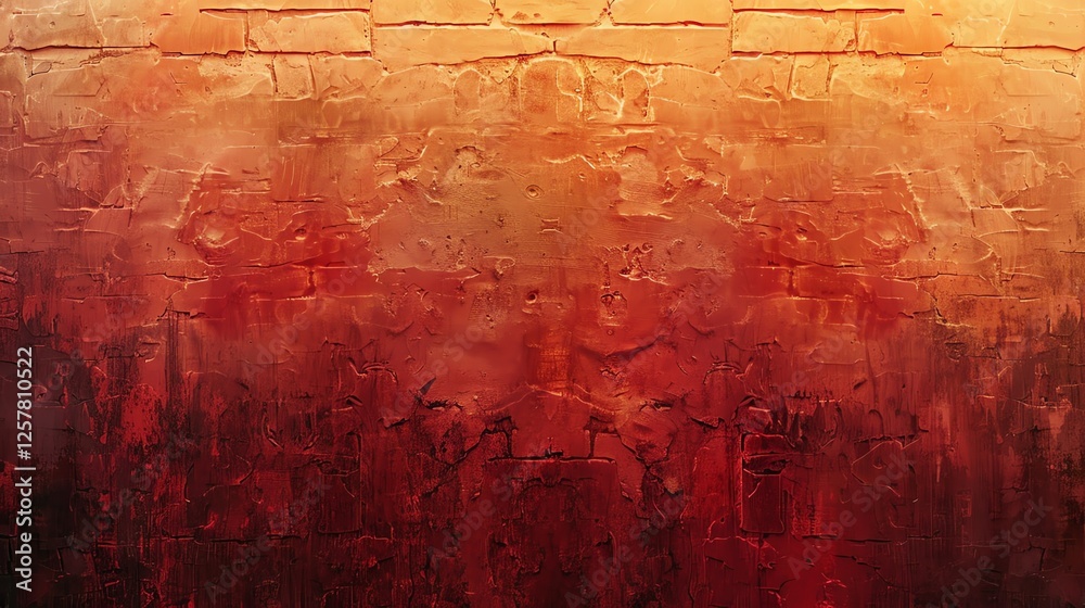 Obraz premium A brick wall with a gradient from orange to red.