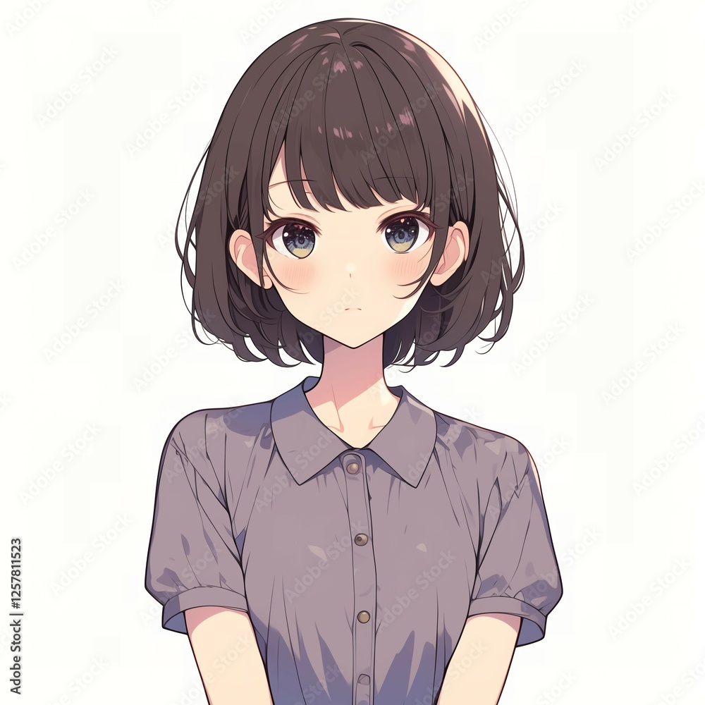アニメ調の美少女の切り抜き用素材 アニメ調の美少女の切り抜き用素材