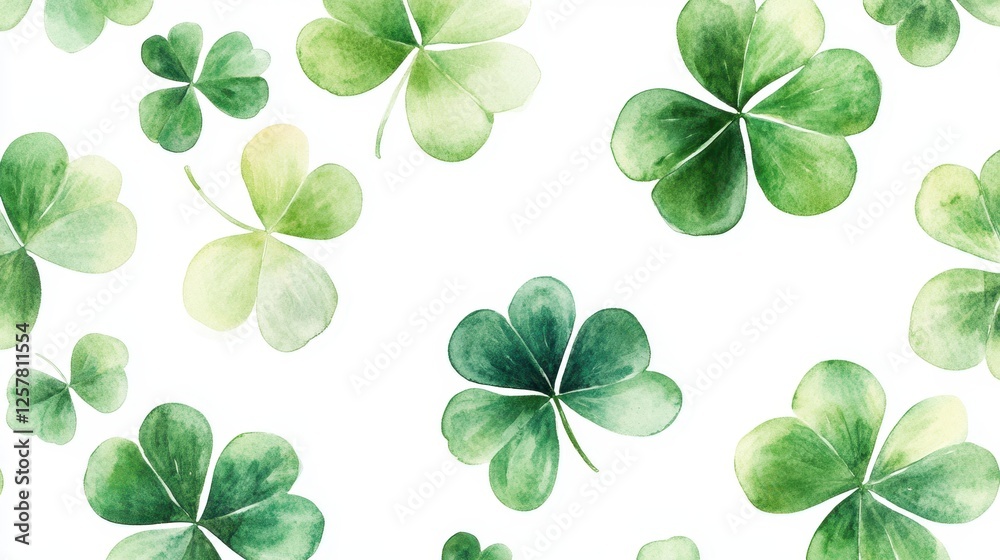 Watercolor clover isolated on white background, Lucky clover leaves with four leaf,Clover flowers background,Patricks day watercolor clipart,Spring flower pattern,St. Patrick s day seamless pattern. Watercolor clover isolated on white background, Lucky clover leaves with four leaf,Clover flowers background,Patricks day watercolor clipart,Spring flower pattern,St. Patrick s day seamless pattern.