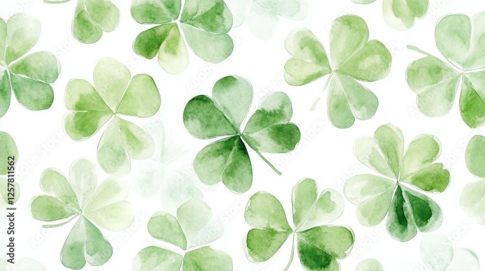 Watercolor clover isolated on white background, Lucky clover leaves with four leaf,Clover flowers background,Patricks day watercolor clipart,Spring flower pattern,St. Patrick s day seamless pattern. Watercolor clover isolated on white background, Lucky clover leaves with four leaf,Clover flowers background,Patricks day watercolor clipart,Spring flower pattern,St. Patrick s day seamless pattern.