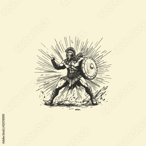 Ares god of war greek mythology design vector template logo t-shirt illustration