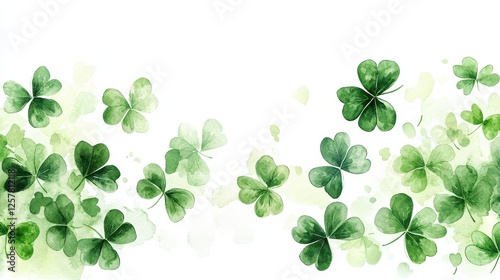 Watercolor clover isolated on white background, Lucky clover leaves with four leaf,Clover flowers background,Patricks day watercolor clipart,Spring flower pattern,St. Patrick s day seamless pattern.